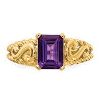 14K Yellow Gold 8x6mm Emerald-cut Amethyst Ring view 5