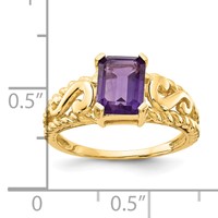 14K Yellow Gold 8x6mm Emerald-cut Amethyst Ring view 3