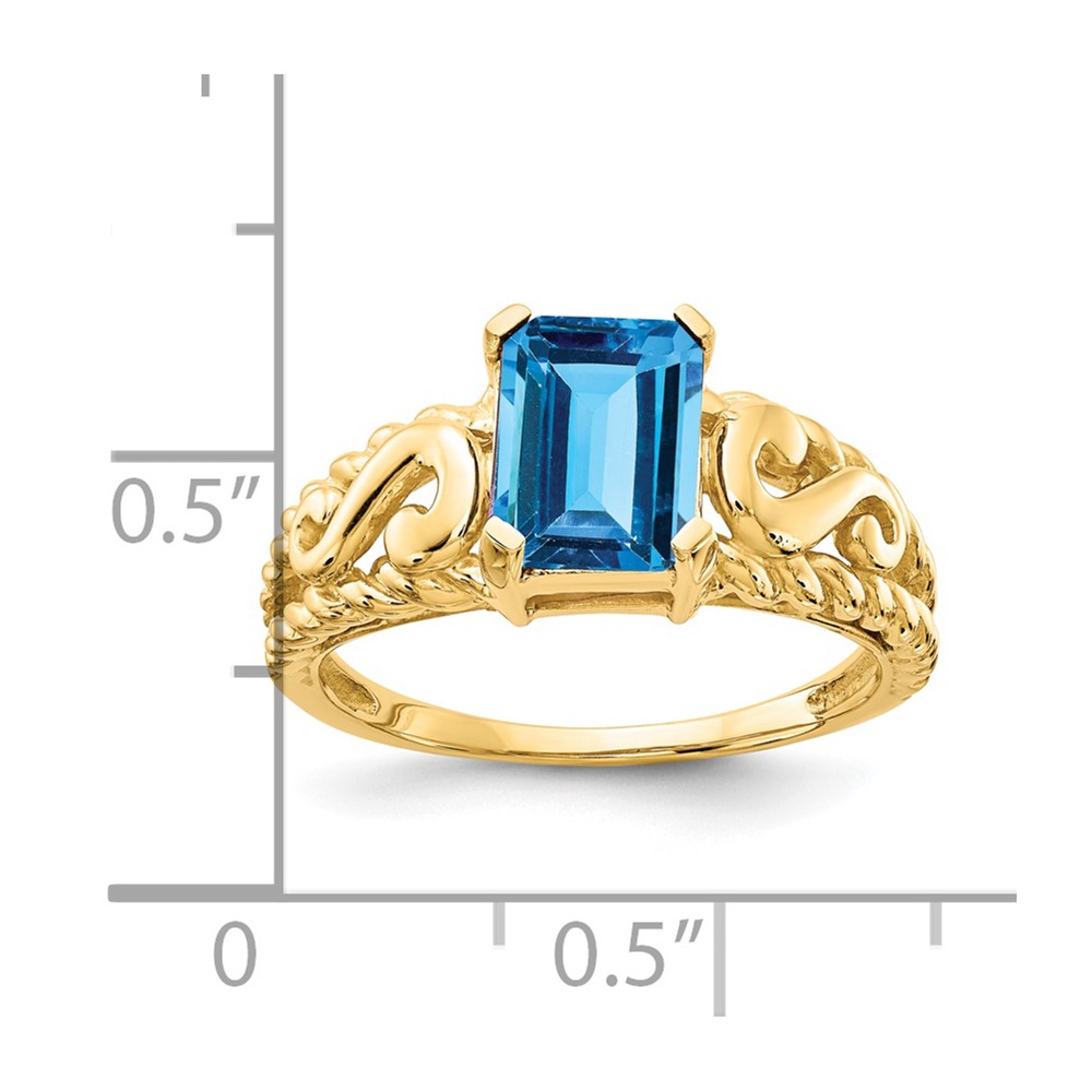 14k 8x6mm Emerald Cut Blue Topaz ring (Y4677BT)