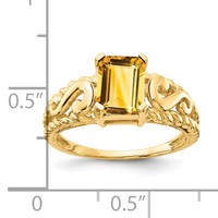 14K Yellow Gold 8x 6mm Emerald-cut Citrine Ring view 2