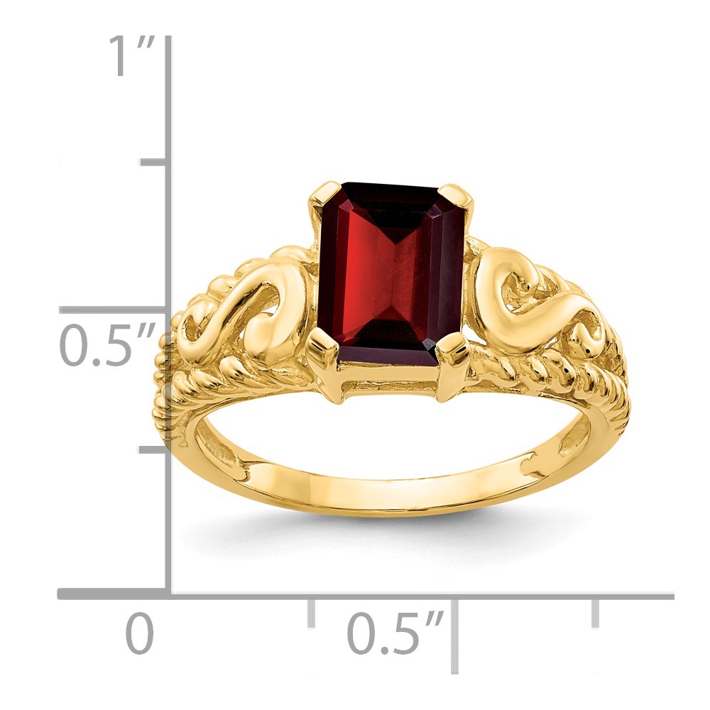 14k 8x6mm Emerald Cut Garnet ring (Y4677GA)