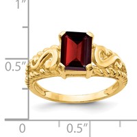 14K Yellow Gold 8x6mm Emerald-cut Garnet Ring view 2