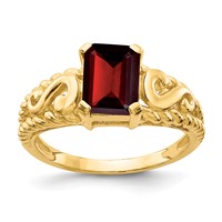 14K Yellow Gold 8x6mm Emerald-cut Garnet Ring view 1