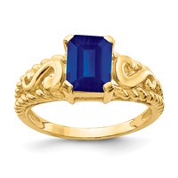14K Yellow Gold 8x6mm Emerald-cut Blue Sapphire Ring view 1