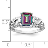 14K White Gold 8x6mm Emerald-cut Mystic Fire Topaz Ring view 2