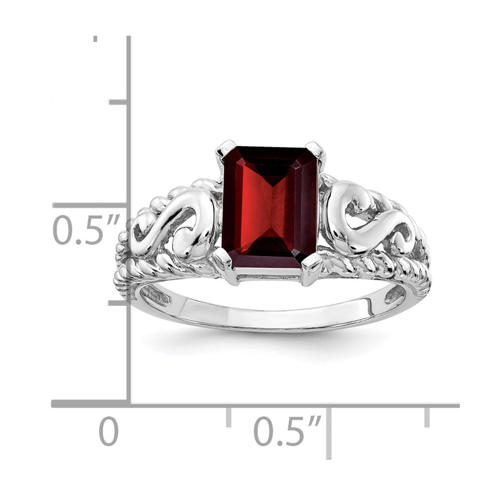 14k White Gold 8x6mm Emerald Cut Garnet ring (Y4678GA)