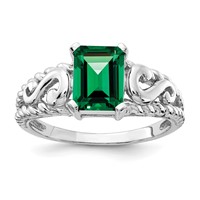 14K White Gold 8x 6mm Emerald-cut Mount St. Helens Ring view 1