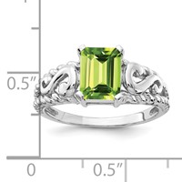 14K White Gold 8x 6mm Emerald-cut Peridot Ring view 2