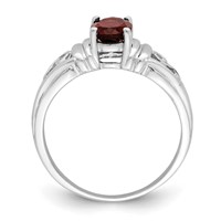 14K White Gold 7x 5mm Oval Garnet Filigree Ring view 2