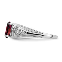 14K White Gold 7x 5mm Oval Garnet Filigree Ring view 4