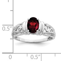 14K White Gold 7x 5mm Oval Garnet Filigree Ring view 3