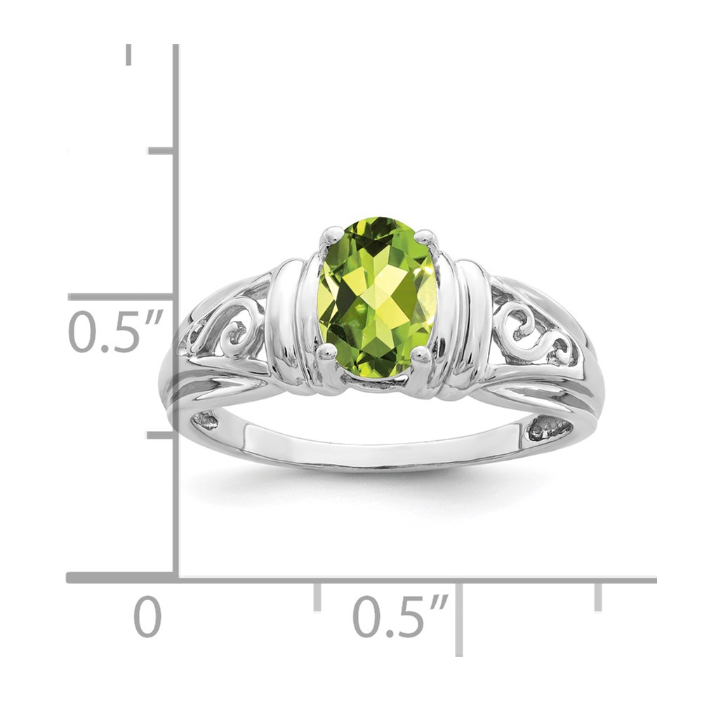 14k White Gold 7x5mm Oval Peridot ring (Y4686PE)