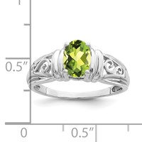 14K White Gold 7x 5mm Oval Peridot Filigree Ring view 2