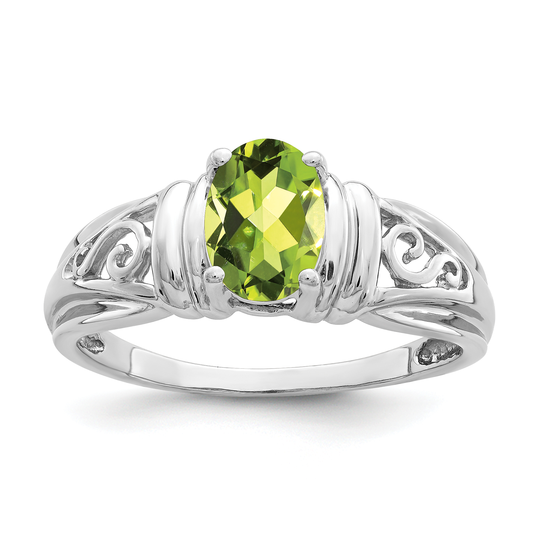 14k White Gold 7x5mm Oval Peridot ring (Y4686PE)