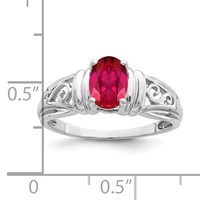 14K White Gold 7x 5mm Oval Ruby Filigree Ring view 2