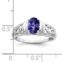 14K White Gold 7x5mm Oval Tanzanite Filigree Ring view 2