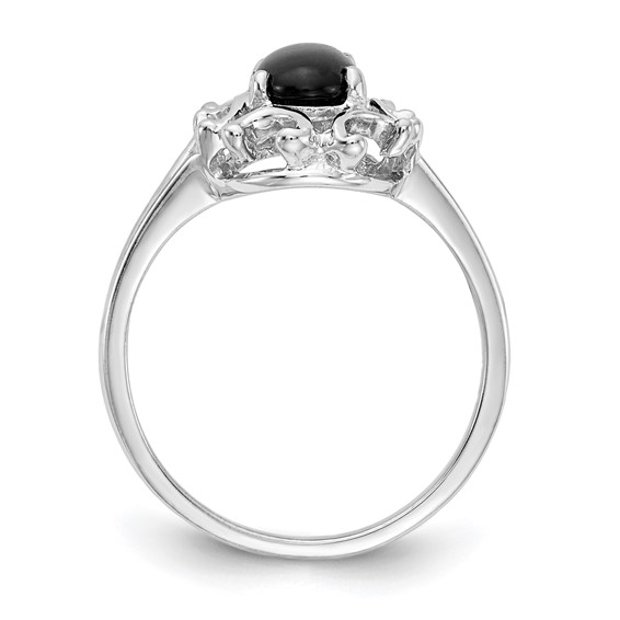 14k White Gold 7x5mm Oval Onyx Ring