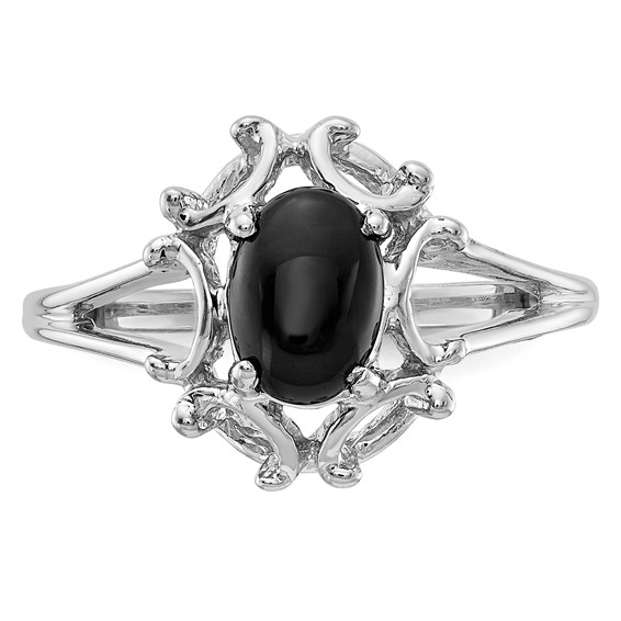 14k White Gold 7x5mm Oval Onyx Ring