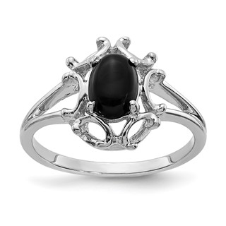 14k White Gold 7x5mm Oval Onyx Ring