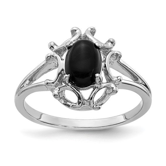 14k White Gold 7x5mm Oval Onyx Ring