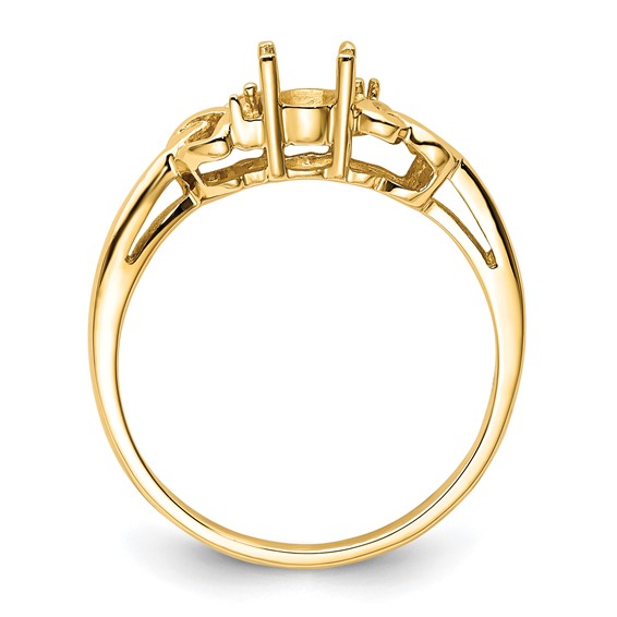 14k Holds 2-1.2mm Round and 1-6x4mm Oval Gemstone Ring Mounting