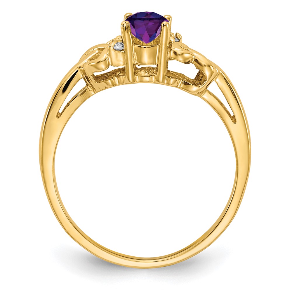 14k 6x4mm Oval Amethyst AA Diamond ring (Y4690AM/AA)