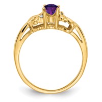 14K Yellow Gold 6x4mm Oval Amethyst and AA Diamond Ring view 2