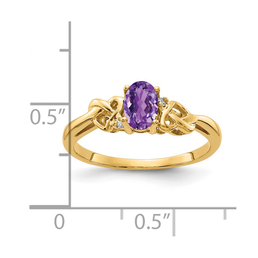 14k 6x4mm Oval Amethyst AA Diamond ring (Y4690AM/AA)