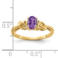 14K Yellow Gold 6x4mm Oval Amethyst and AA Diamond Ring view 3