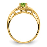 14K 6x4mm Oval Peridot and AA Diamond Ring view 2