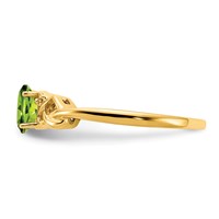 14K 6x4mm Oval Peridot and AA Diamond Ring view 3