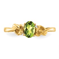 14K 6x4mm Oval Peridot and AA Diamond Ring view 5