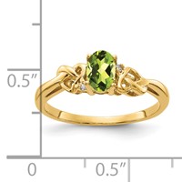 14K 6x4mm Oval Peridot and AA Diamond Ring view 4