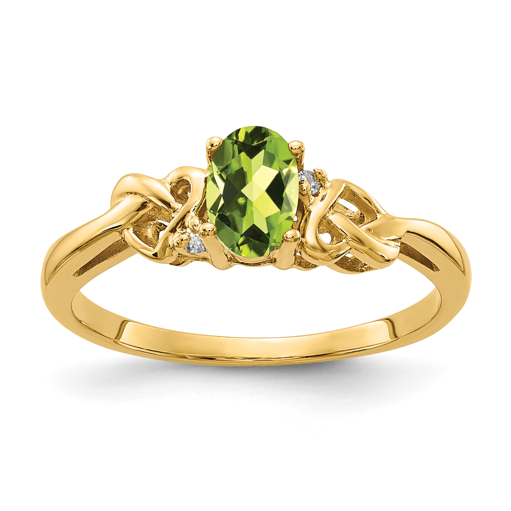 14k Peridot & AA Diamond Ring (Y4690PE/AA)