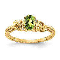 14K 6x4mm Oval Peridot and AA Diamond Ring view 1