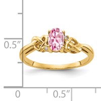 14K Yellow Gold 6x 4mm Oval Pink Tourmaline VS Diamond Ring view 2