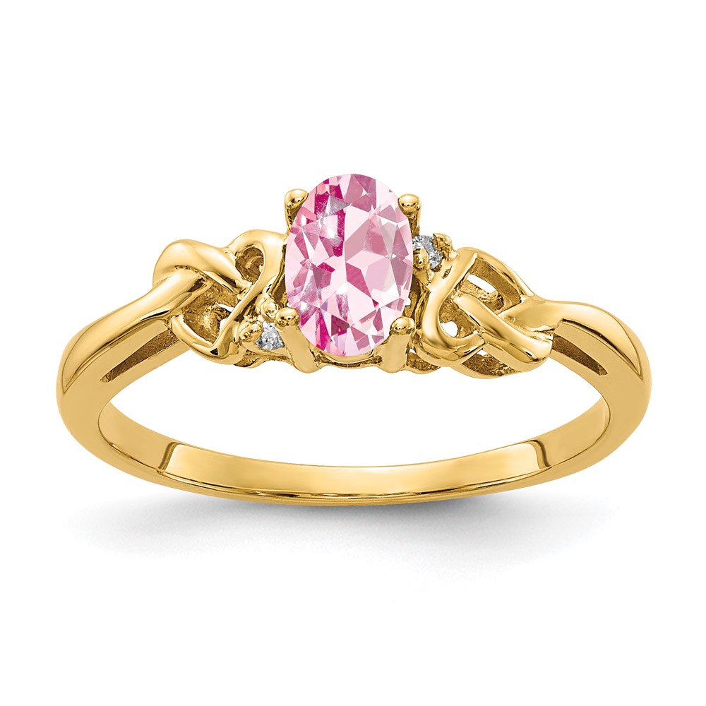 14K Yellow Gold 6x 4mm Oval Pink Tourmaline VS Diamond Ring