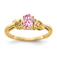 14K Yellow Gold 6x 4mm Oval Pink Tourmaline VS Diamond Ring view 1