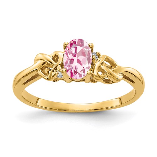 14K Yellow Gold 6x 4mm Oval Pink Tourmaline VS Diamond Ring