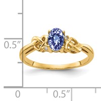14K Yellow Gold 6x4mm Oval Tanzanite and a Diamond Ring view 2