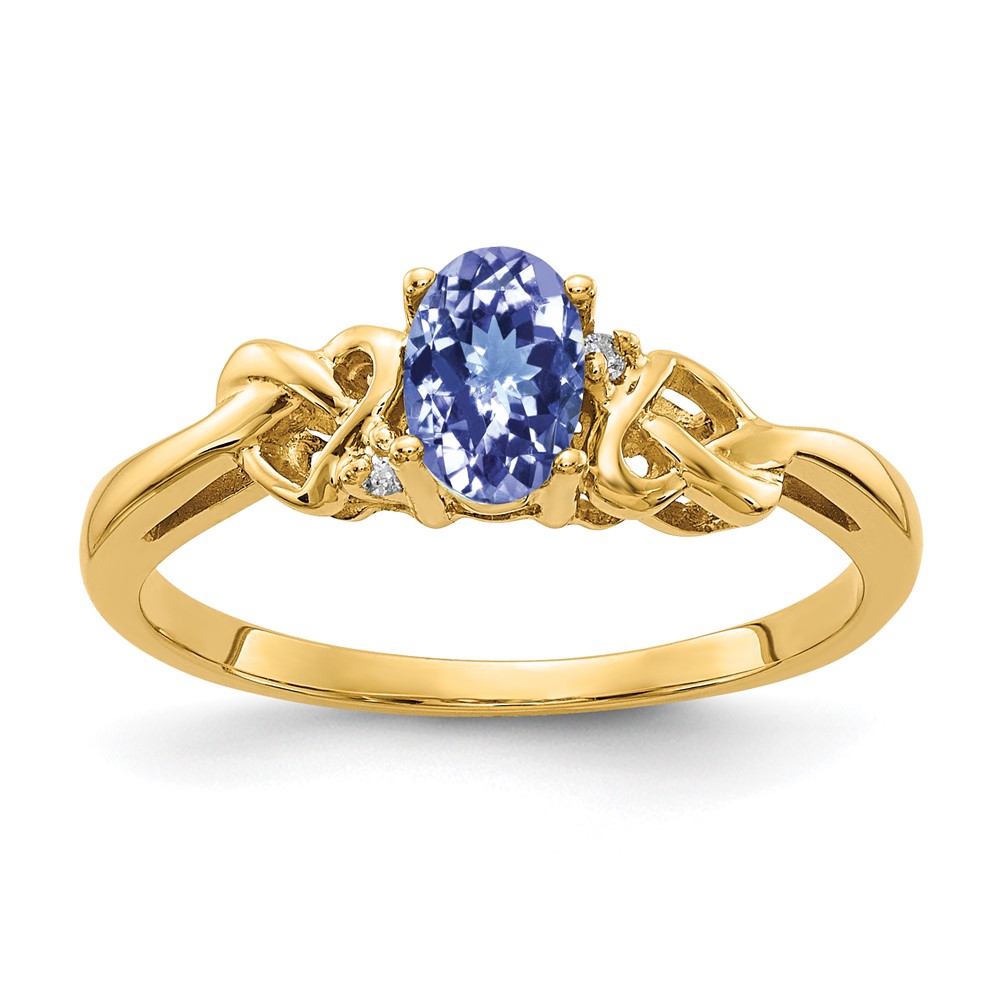 14K Yellow Gold 6x4mm Oval Tanzanite and a Diamond Ring