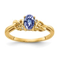 14K Yellow Gold 6x4mm Oval Tanzanite and a Diamond Ring view 1