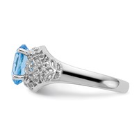 14K White Gold 8x 6mm Oval Blue Topaz Filigree Ring view 3