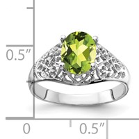 14K White Gold 8x 6mm Oval Peridot Filigree Ring view 2