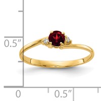 14K 4mm Yellow Gold Round Garnet and AA Diamond Ring view 2