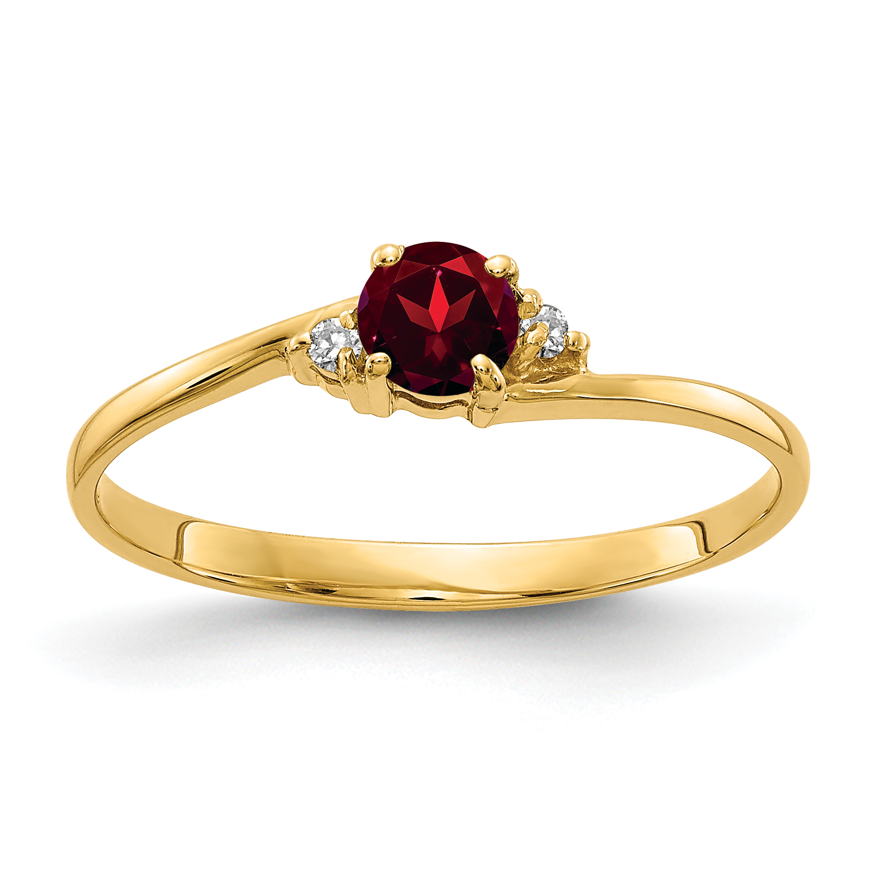 14k 4mm Garnet AA Diamond ring (Y4712GA/AA)