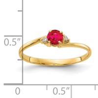 14K 4mm Round Ruby and AA Diamond Ring view 2