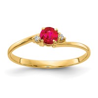 14K 4mm Round Ruby and AA Diamond Ring view 1