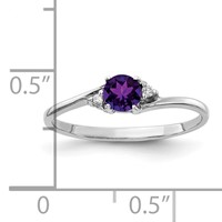 14K White Gold 4mm Amethyst and AA Diamond Ring view 2