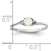 14K White Gold 4mm Round Opal and Aaa Diamond Ring view 2